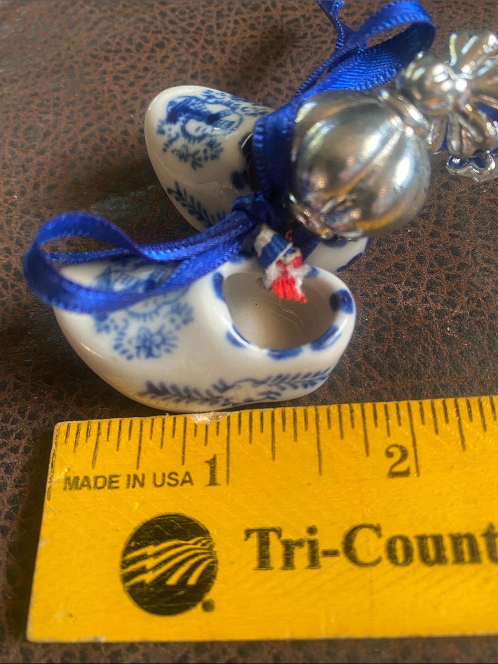 Blue Delft Windmill  Design Ceramic Shoe Keychain w/ Protective Evil Eye Accent - Picture 9 of 9